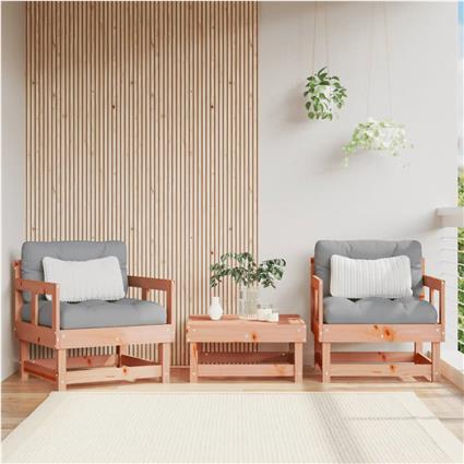 vidaXL Cadeiras de jardim c/ almofadões 2pcs madeira de douglas maciça