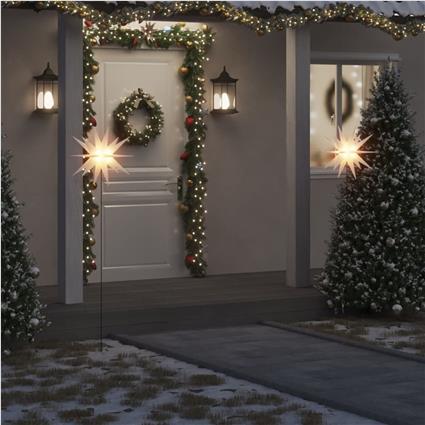 vidaXL Estrela da Morávia dobrável com luz LED e estaca 57 cm branco
