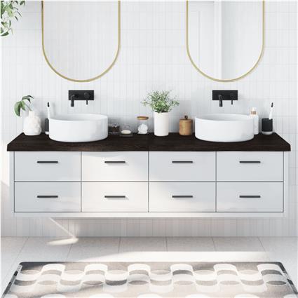 vidaXL Bancada p/ WC 200x60x6 cm madeira tratada maciça cinza-escuro