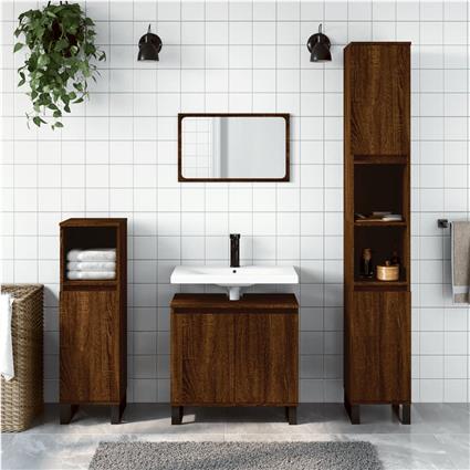 vidaXL 3 pcs conjunto móveis WC derivados de madeira carvalho castanho