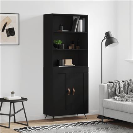 vidaXL Armário alto 69,5x34x180 cm derivados de madeira preto