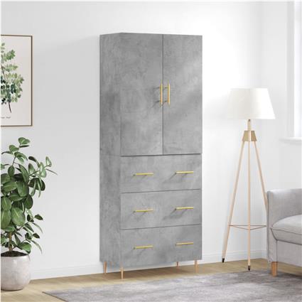 vidaXL Armário alto 69,5x34x180 cm derivados de madeira cinza cimento