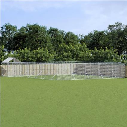 vidaXL Canil de exterior com teto 12x12x2,5 m aço galvanizado prateado