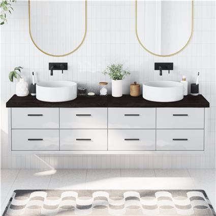 vidaXL Bancada p/ WC 200x30x6 cm madeira tratada maciça cinza-escuro