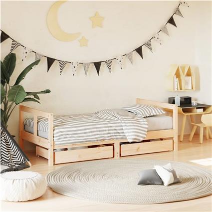 vidaXL Estrutura de cama infantil c/ gavetas 80x160 cm pinho maciço