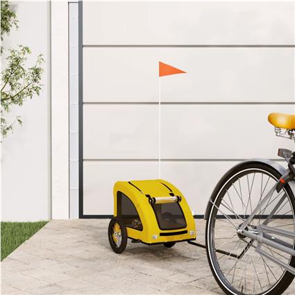 vidaXL Reboque de bicicleta p/ cães tecido oxford/ferro amarelo