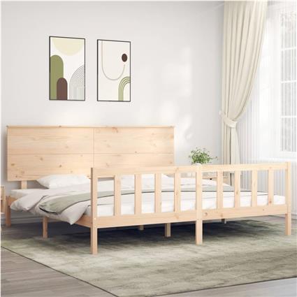 vidaXL Estrutura de cama Super King Size com cabeceira madeira maciça