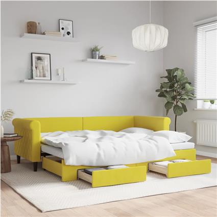 vidaXL Sofá-cama com gavetão e gavetas 80x200 cm veludo amarelo