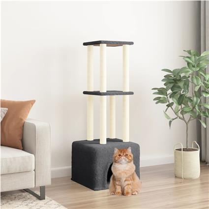 vidaXL Árvore gatos c/ postes arranhadores sisal 133,5 cm cinza-escuro