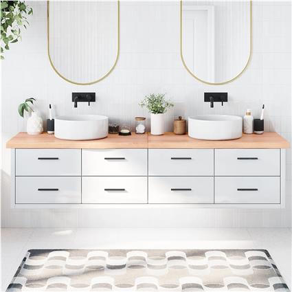 vidaXL Bancada p/ WC 220x50x6 cm madeira maciça tratada castanho-claro