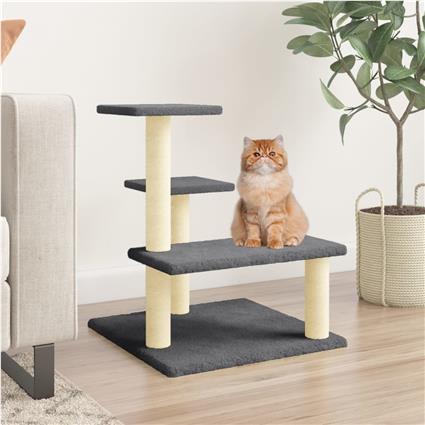 vidaXL Árvore p/ gatos c/ postes arranhadores sisal 61 cm cinza-escuro