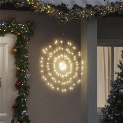 vidaXL Iluminações estrelares Natal 140 LEDs 2 pcs 17 cm branco quente