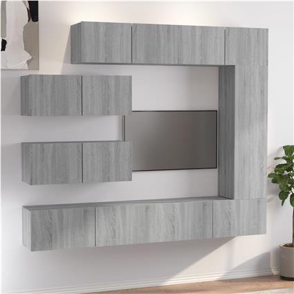 vidaXL Conjunto móveis de TV 7 pcs madeira processada sonoma cinza