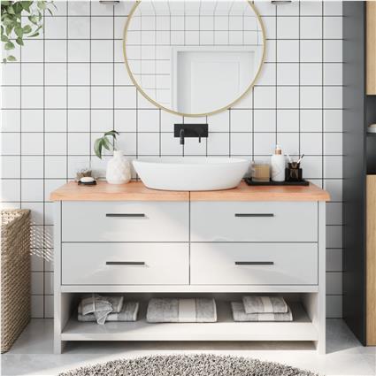 vidaXL Bancada p/ WC 140x60x4 cm madeira maciça tratada castanho-claro
