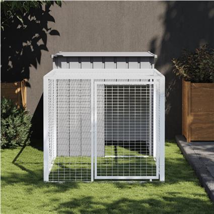 vidaXL Galinheiro com anexo 110x201x110 cm aço galvanizado cinza-claro