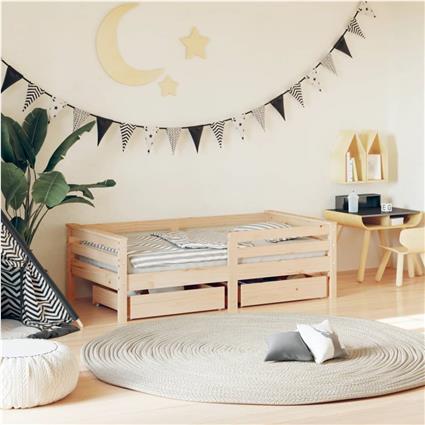 vidaXL Estrutura de cama infantil c/ gavetas 70x140 cm pinho maciço
