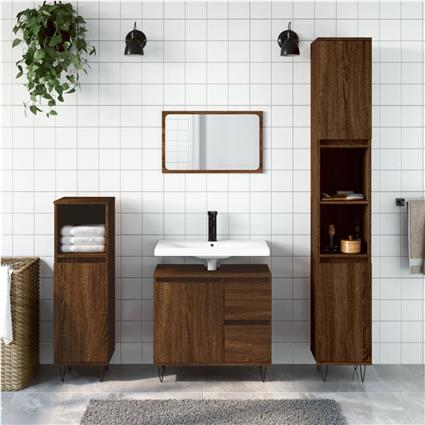 vidaXL 3 pcs conj. móveis WC derivados madeira cor carvalho castanho
