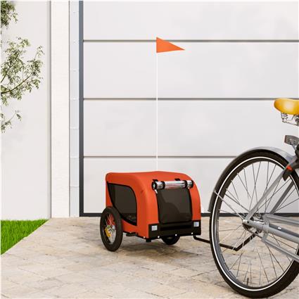 vidaXL Reboque de bicicleta p/ cães tecido oxford/ferro laranja/preto