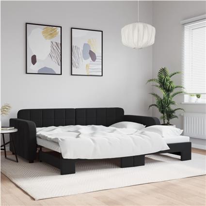 vidaXL Sofá-cama com gavetão 90x190 cm veludo preto