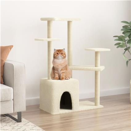 vidaXL Árvore para gatos c/ postes arranhadores sisal 107,5 cm creme