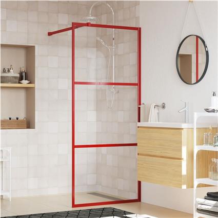 vidaXL Divisória de chuveiro 90x195 cm vidro transparente ESG vermelho