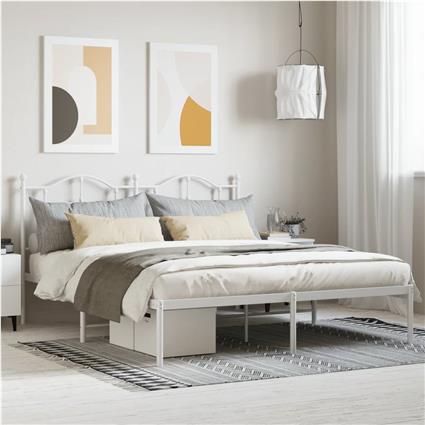 vidaXL Estrutura de cama com cabeceira 180x200 cm metal branco