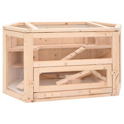 vidaXL Gaiola para hamster 80x40x43 cm madeira de abeto maciça
