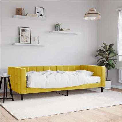vidaXL Sofá-cama com colchão 90x200 cm veludo amarelo