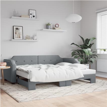 vidaXL Sofá-cama com gavetão 90x200 cm tecido cinzento-claro