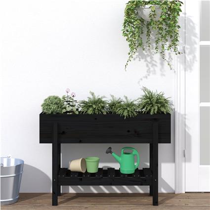 vidaXL Canteiro elevado de jardim 101x30x69 cm pinho maciço preto
