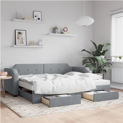 vidaXL Sofá-cama c/ gavetão e gavetas 100x200 cm tecido cinzento-claro