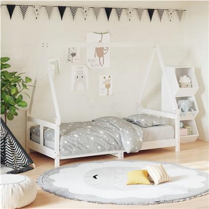 vidaXL Estrutura de cama infantil 80x160 cm pinho maciço branco