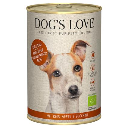 Dog's Love Bio 6 x 400 g comida húmida biológica para cães - Vaca biológica