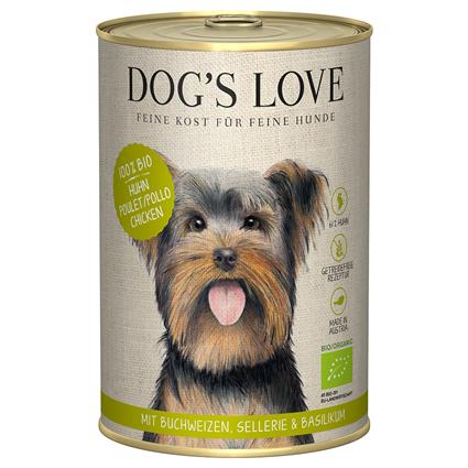 Dog's Love Bio 6 x 400 g comida húmida biológica para cães - Frango biológico