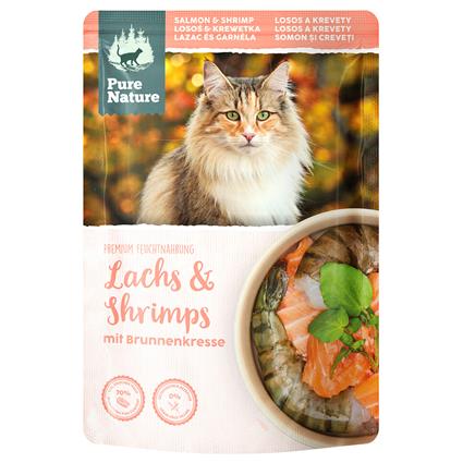 Pure Nature Cat com salmão e camarão - Pack económico: 24 x 80 g