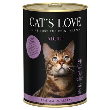 Cat's Love 6 x 400 g comida húmida para gatos - Peixe e frango