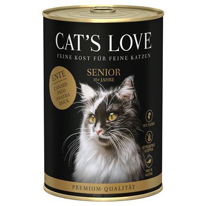Cat's Love 6 x 400 g comida húmida para gatos - Senior Pato