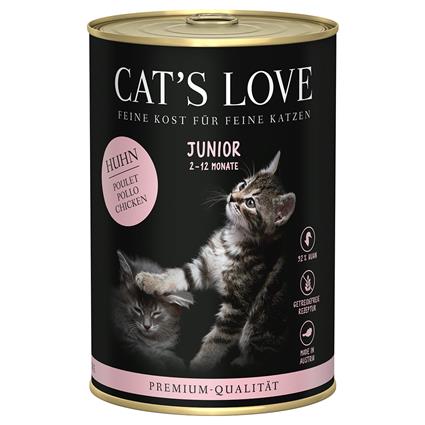 Cat's Love 6 x 400 g comida húmida para gatos - Junior Frango