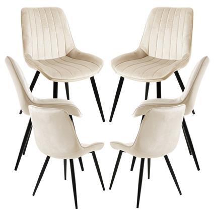Presentes Miguel - Pack 6 Cadeiras Lene Veludo - Beige