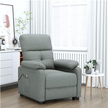 vidaXL Poltrona de massagens elevatória tecido cinzento-escuro
