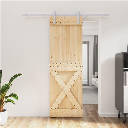 vidaXL Porta de correr com ferragens 70x210 cm madeira de pinho maciça