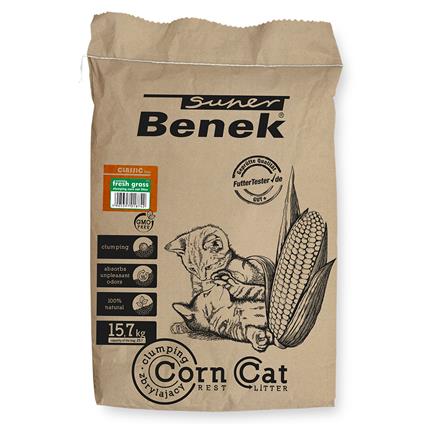 Super Benek Corn Cat Fresh Grass areia vegetal aglomerante - 25 l (aprox. 15,7 kg)