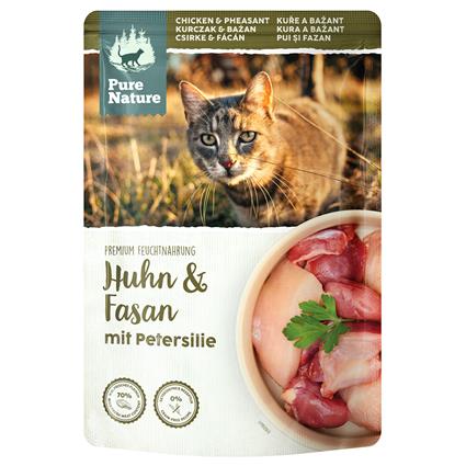 Pure Nature Feline 12 x 85 g saquetas para gatos - Frango e faisão