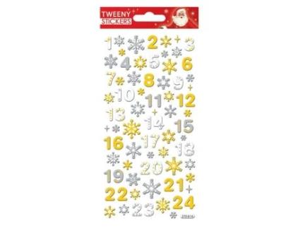 Adesivos de espuma 3D para calendário do advento - números e flocos de neve Global Gift