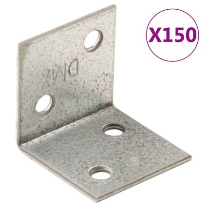 vidaXL Suportes angulares 150 pcs 2 mm 30x25x30 mm aço galvanizado
