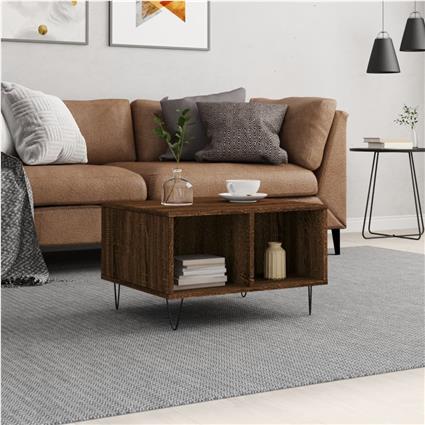 vidaXL Mesa de centro 60x50x36,5cm derivados madeira carvalho castanho