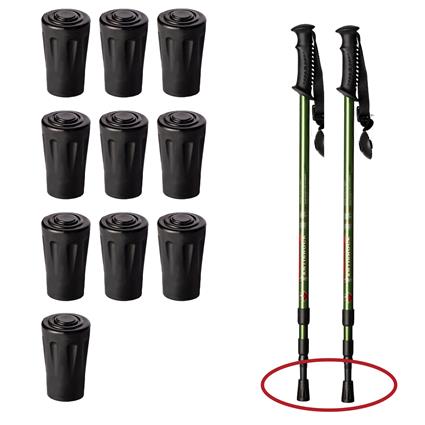 10 peças Universais Borracha Bastão Trekking 12mm com anel de METAL