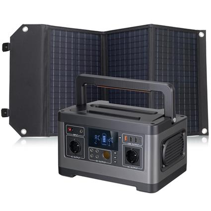 KIT Bateria externa portátil 500 W + Painel solar 60 W Bresser, Campismo Viagem