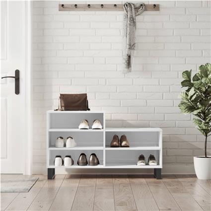 vidaXL Sapateira 102x36x60 cm derivados de madeira branco brilhante
