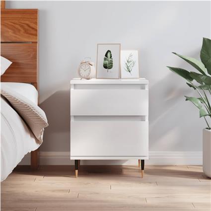 vidaXL Mesa de cabeceira 40x35x50cm derivados madeira branco brilhante